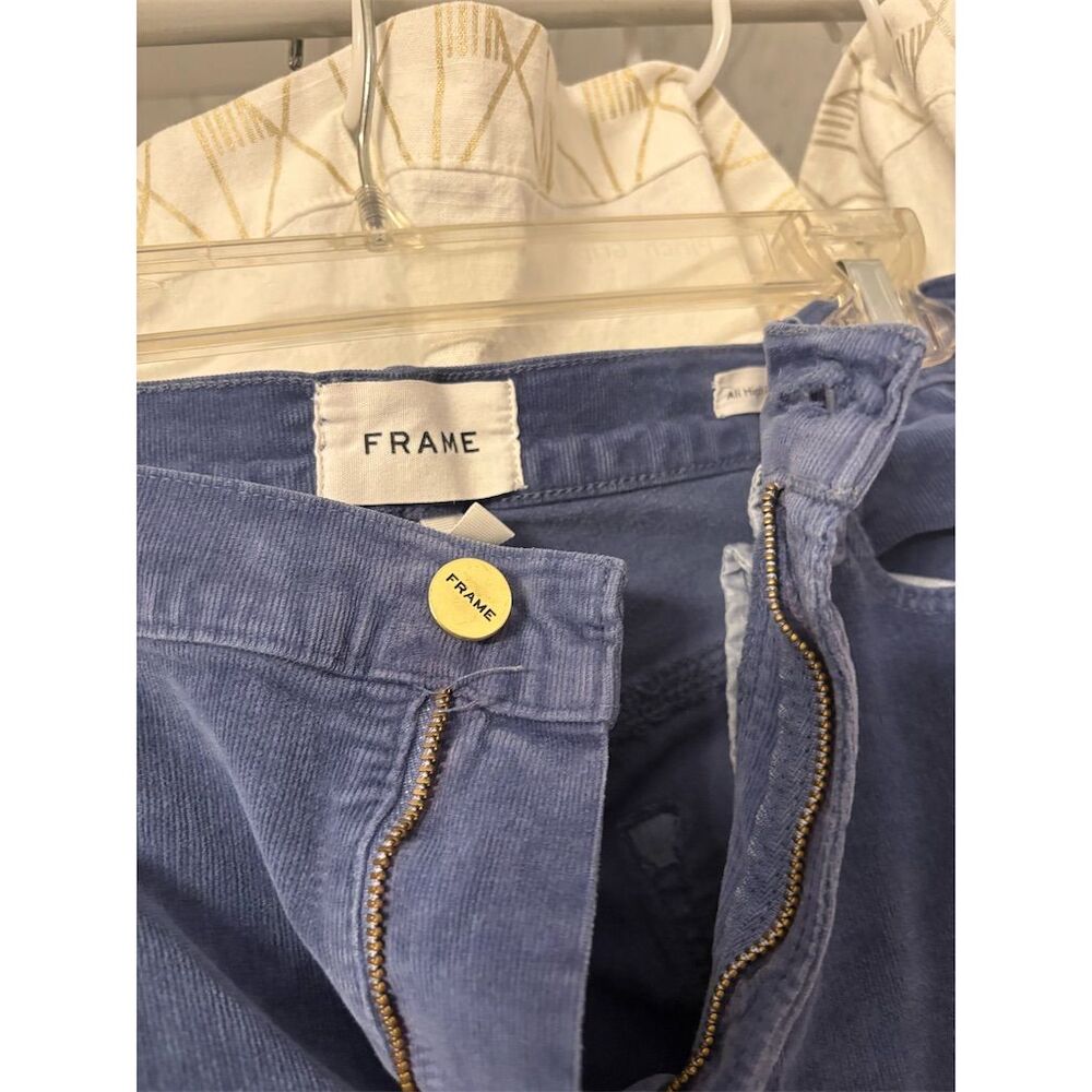 FRAME Women's High Rise Cigarette Corduroy Pants Blue Size 30 - Picture 7 of 12